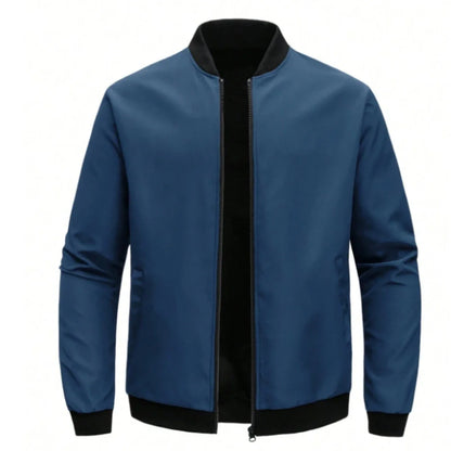2024 Men's Spring Autumn Jacket – Short Loose Baseball Collar, Solid Color, Business Casual Thin Coat