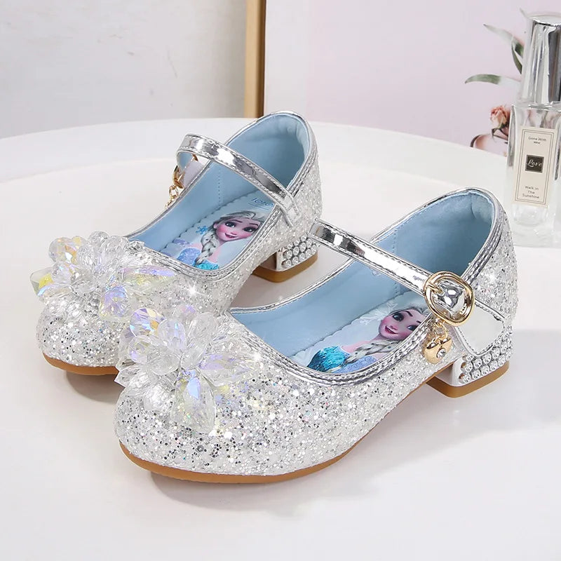 2024 Spring Girls' Crystal Princess Elsa Shoes - Ice and Snow Romance Fashion Sandals for Kids