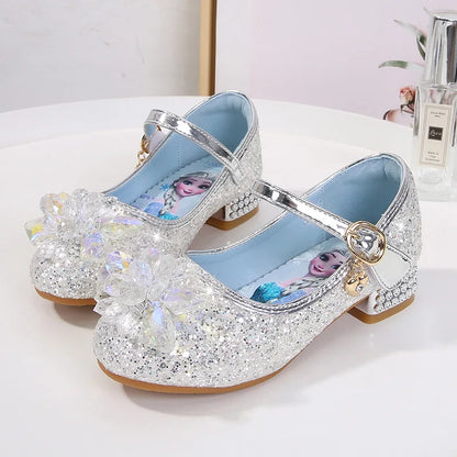 2024 Spring Girls' Elsa Princess Shoes - Ice and Snow Romance Crystal Sandals for Kids
