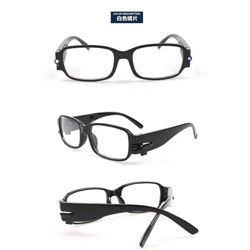 Unisex LED Reading Glasses – Light-Up Night Presbyopic Eyeglasses for Men & Women, Multi-Strength Magnifier Spectacles
