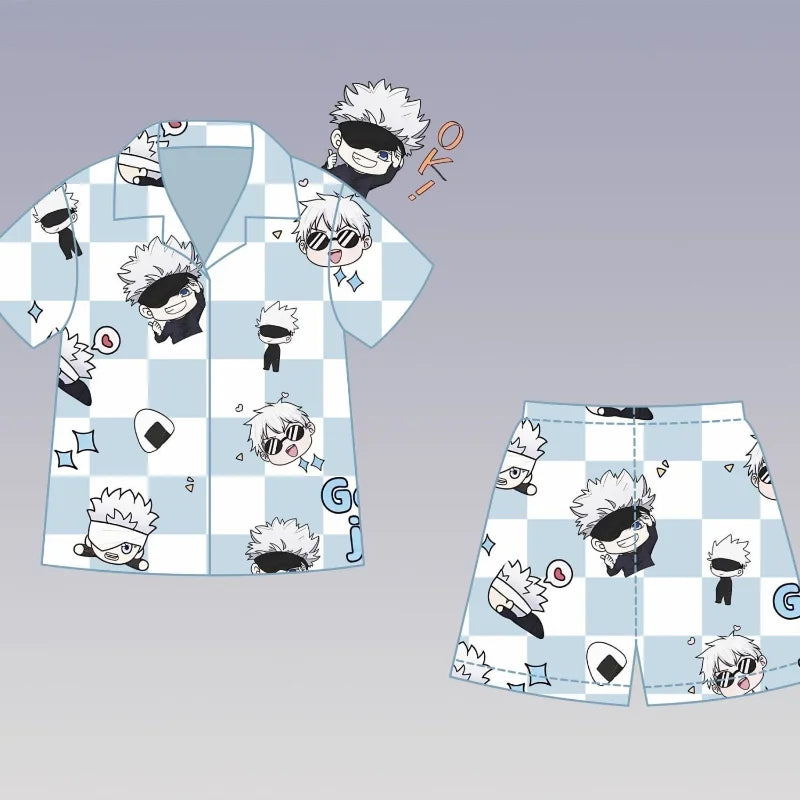 Jujutsu Kaisen Gojo Satoru Anime Pajamas Set – Cute Spring & Summer Couples Homewear, Birthday Gift