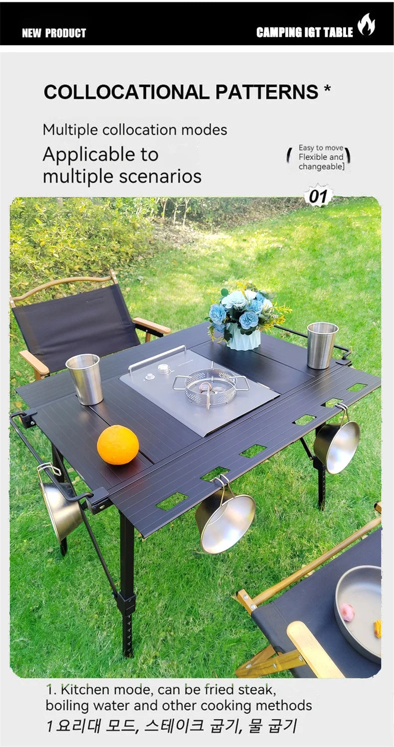 Lohascamping Folding Camping IGT Table – Lightweight Portable Roll Table with Adjustable Legs for BBQ, Desktop Burner & Backpacking