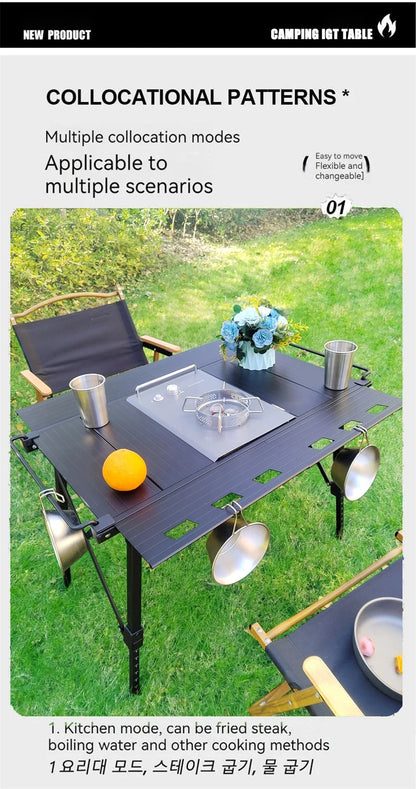 Lohascamping Folding Camping IGT Table – Lightweight Portable Roll Table with Adjustable Legs for BBQ, Desktop Burner & Backpacking