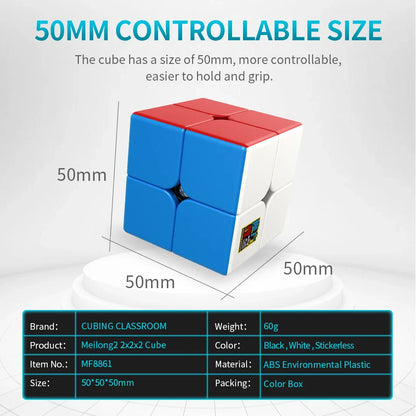 ECube MoYu Meilong 2 2x2x2 Neo Cube — Stickerless Speed Puzzle Toy for Kids & Adults, Educational Gift