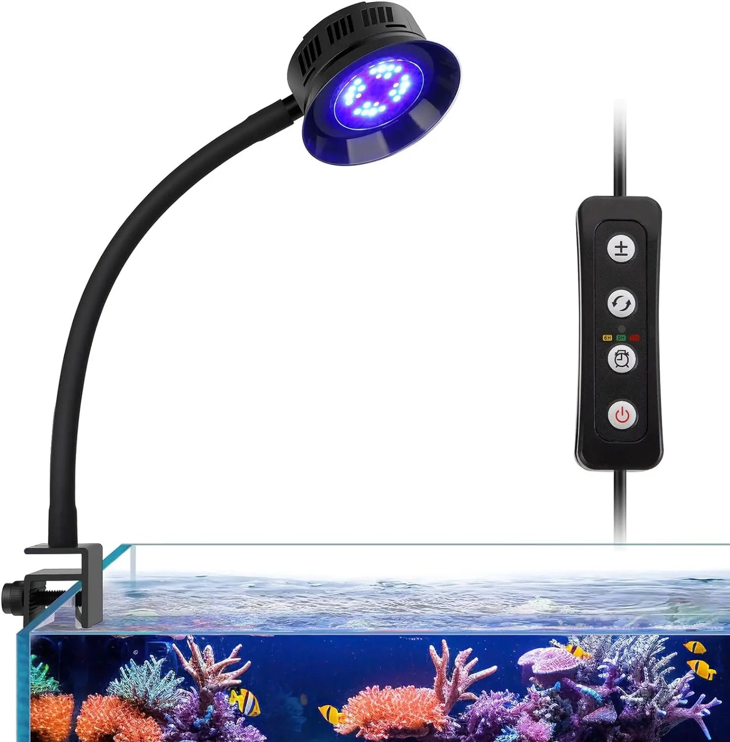 30W Aquarium LED Reef Light – Dimmable Full Spectrum for Marine Fish Tanks, Saltwater Nano LPS SPS Lighting