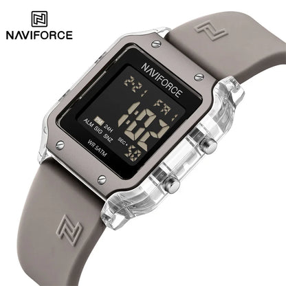 NAVIFORCE Women's Digital Sports Watch - Waterproof Silicone Strap with Time, Date & Week Display