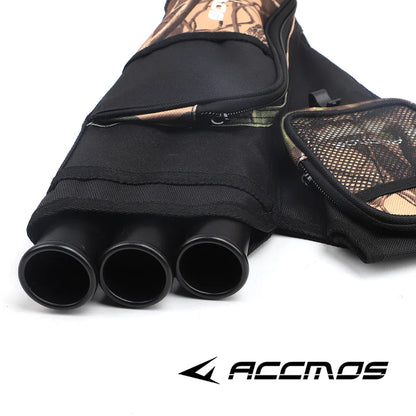 ACCMOS 3-Tube Arrow Quiver Pouch with Adjustable Belt — Recurve & Compound Bow Quiver for Hunting & Target Shooting