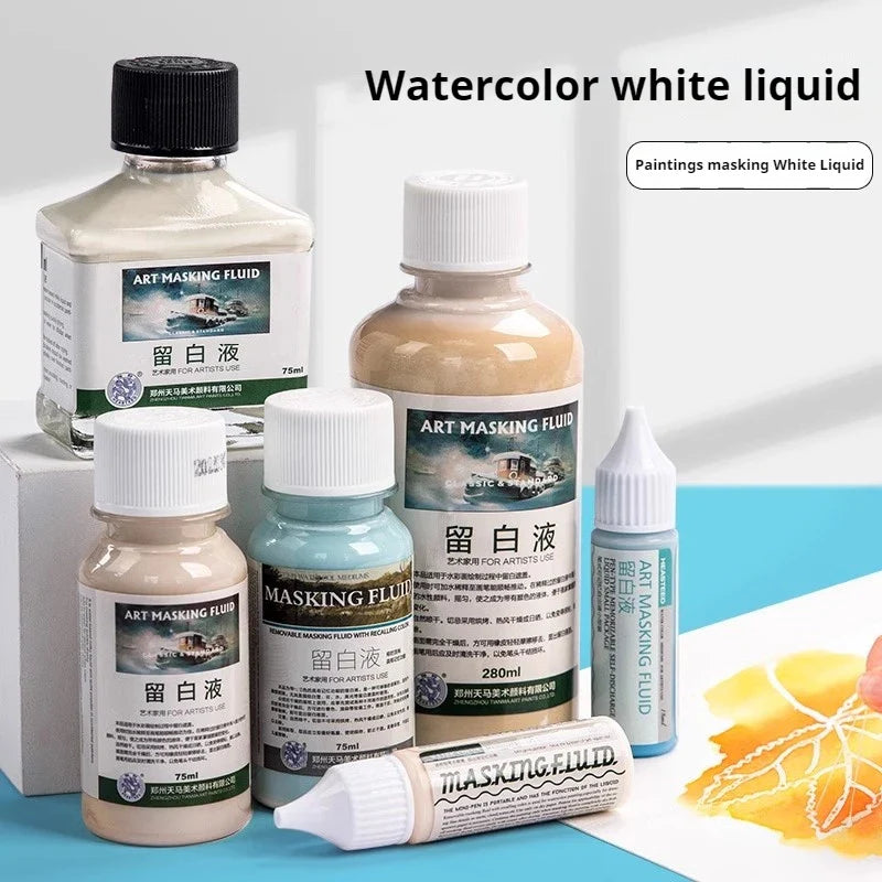Art Masking Fluid – 18/30/75ml Stay White Cover Liquid for Watercolor Painting, School & Office Art Supplies