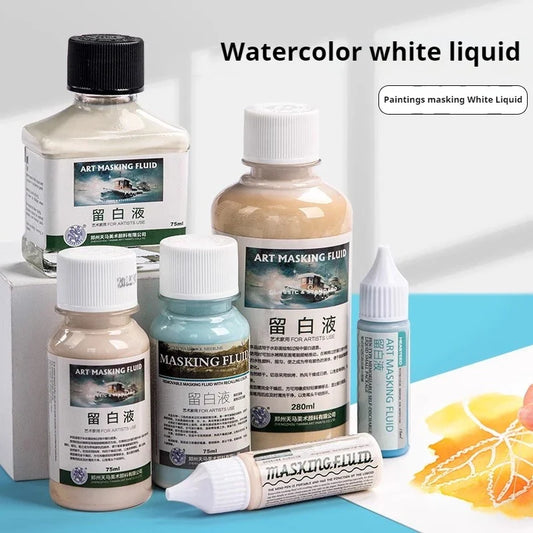Art Masking Fluid – 18/30/75ml Stay White Cover Liquid for Watercolor Painting, School & Office Art Supplies