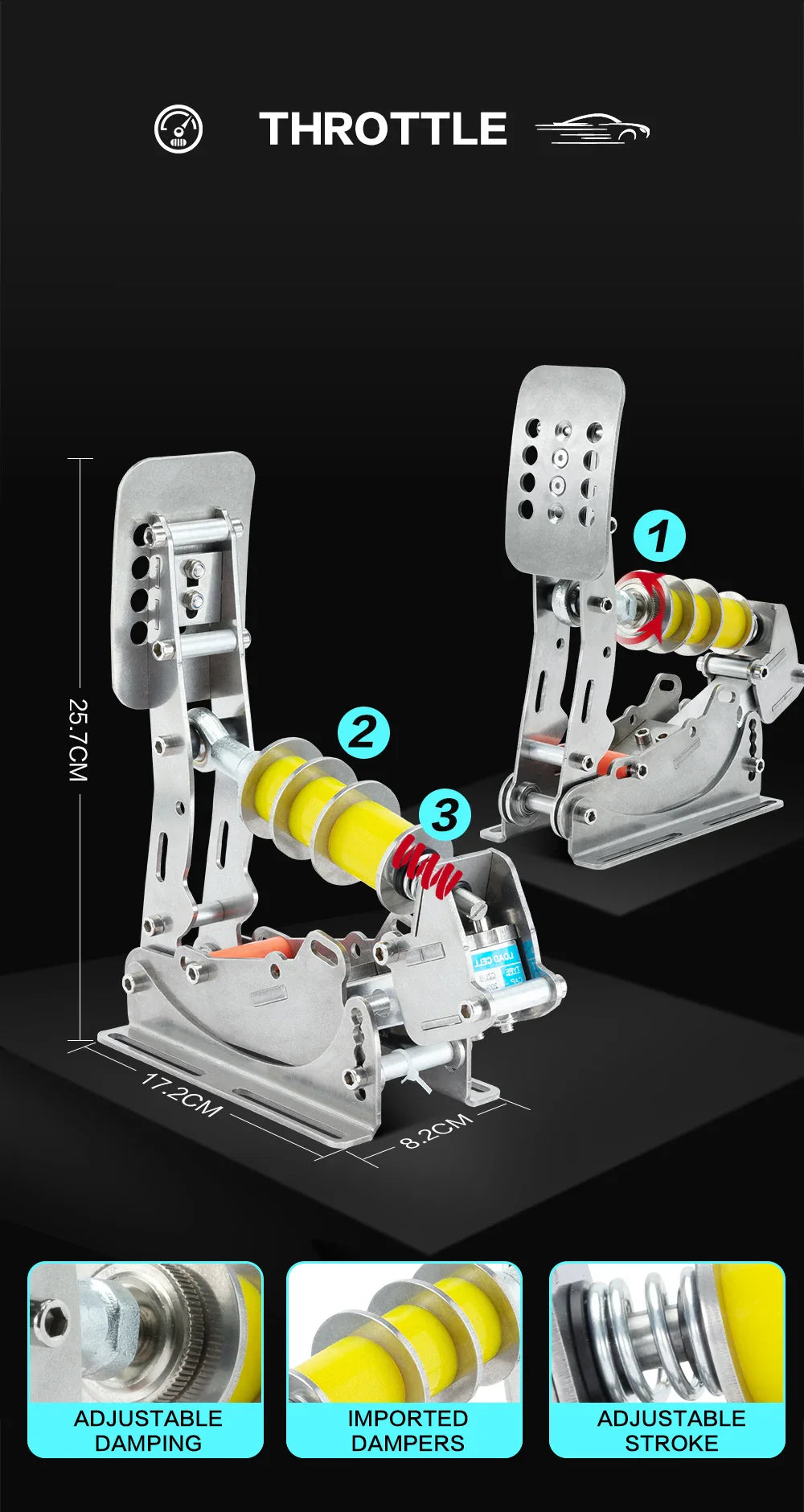 SIMJACK UT Sim Racing Pedals – PC Racing Simulator, Pressure Sensor Load Cell & HE Hydraulic Pedal