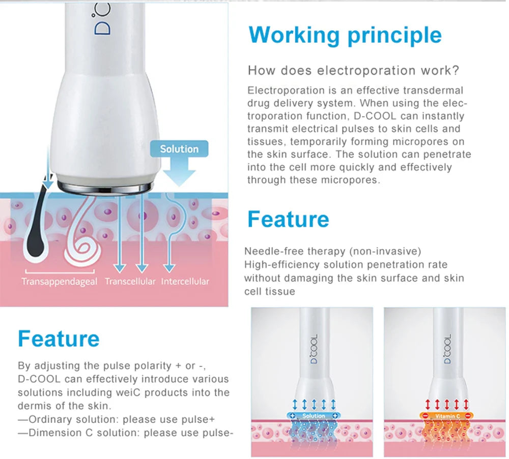 2025 NEW Dcool Portable Beauty Device – Hot & Cool EMS Electroporation Machine for Skin Tightening and Anti-Puffiness Facial Care