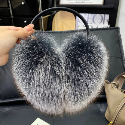 Women’s Winter Real Fox Fur Earmuffs & Scarf – Dual-Use Plush Outdoor Warmer with Genuine Fur
