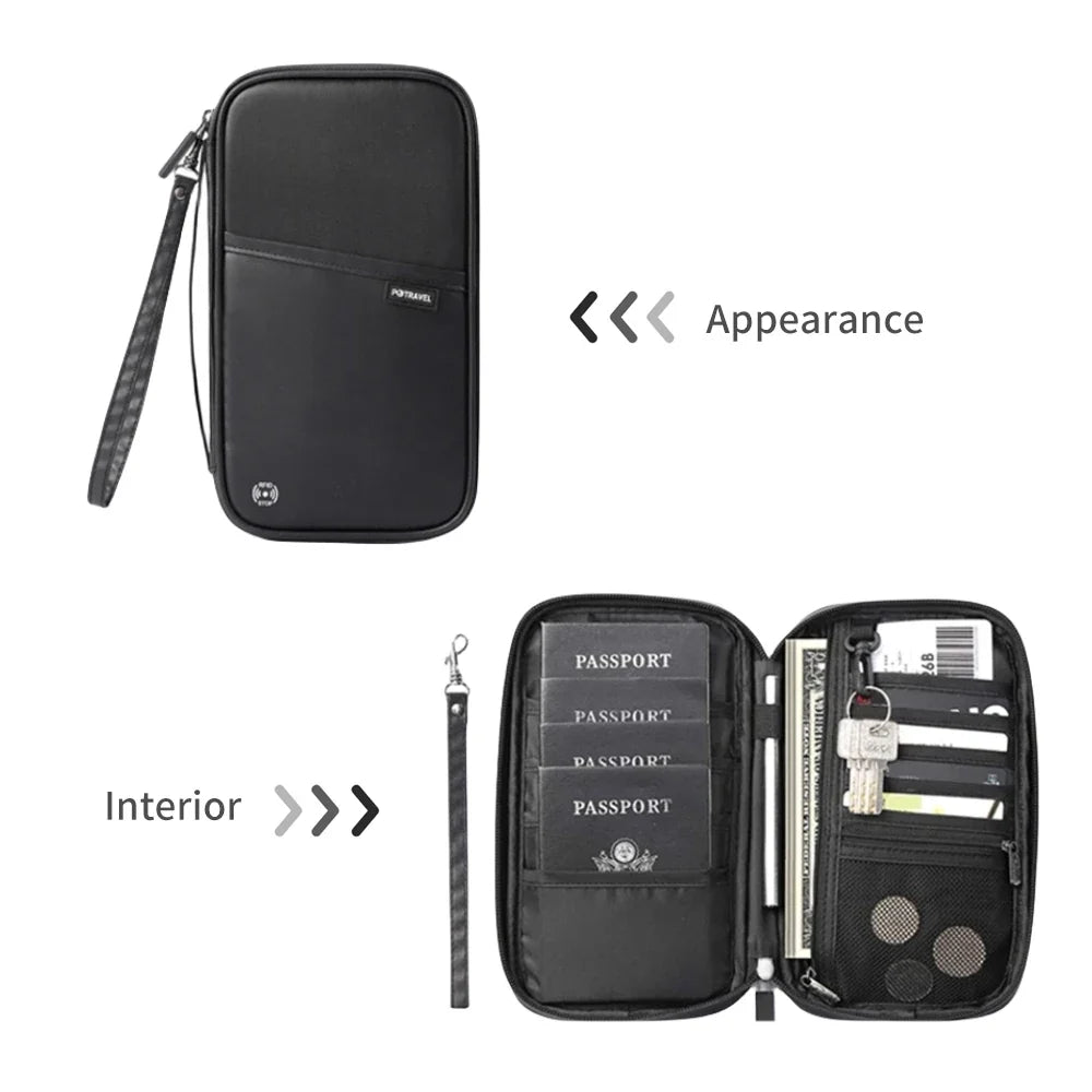 RFID Blocking Family Passport Wallet – Multi-Functional Travel Document Organizer Bag