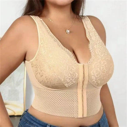 Tummy Control Shapewear Bra Vest – Breathable Hollow Design with Front Buttons, Lifting & Slimming Support Underwear for Women