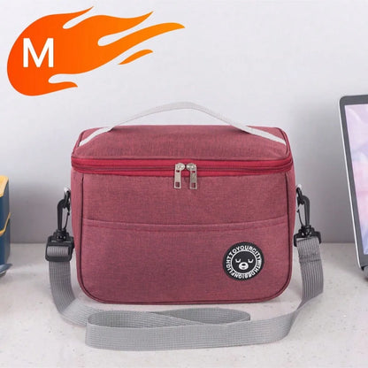 Insulated Handheld Lunch Bag with Shoulder Strap – Thickened Waterproof Student Lunch Box Tote