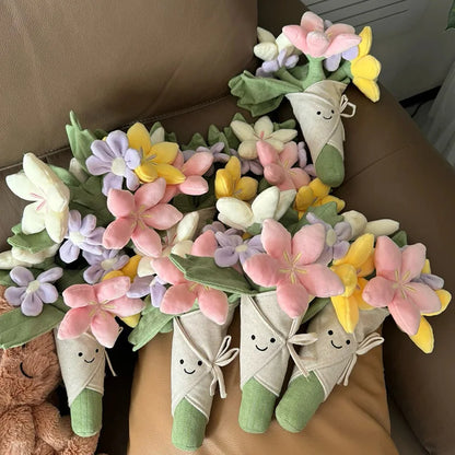 Holding Flowers Plush Toy – Eternal Flower Bouquet Gift for Proposal, Graduation, Valentine's & Birthday