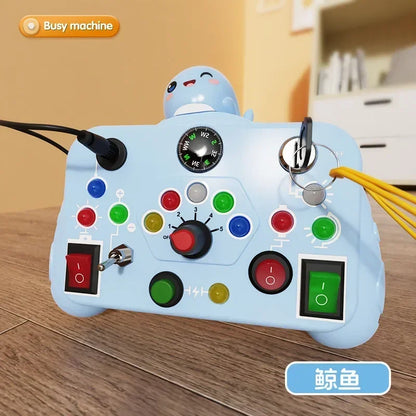 Montessori Busy Board Sensory Toy – LED Light & Switch Activity Game for Children Ages 2-4