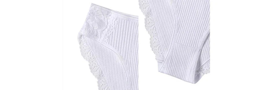 Floral Lace Cotton Women’s Panties - Comfortable Briefs, Solid Color Underwear, 3PCS/Set, Sizes M-XXL