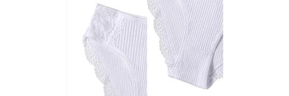 Floral Lace Cotton Women’s Panties - Comfortable Briefs, Solid Color Underwear, 3PCS/Set, Sizes M-XXL