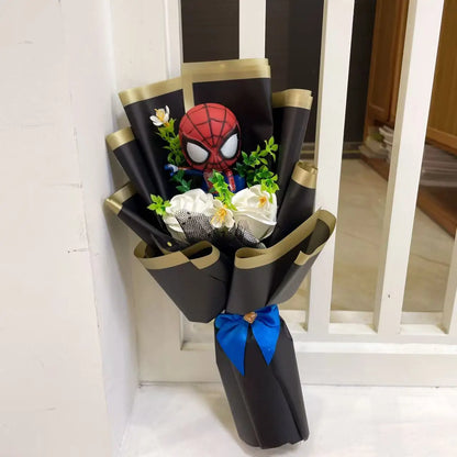 Spider-Man Superhero Plush Doll – Handmade Stuffed Bouquet Gift for Boys Birthday Christmas Graduation