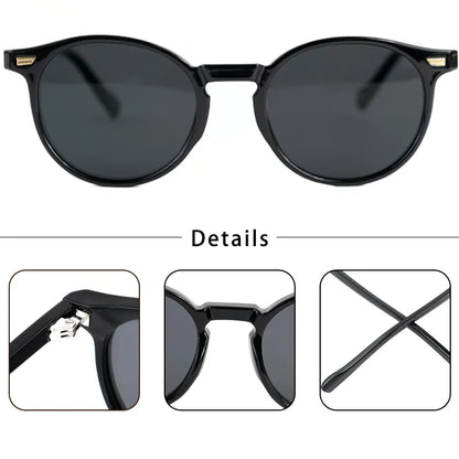 CATERSIDE Retro Polarized Round Sunglasses — TR90 & Acetate Vintage Shades for Men & Women, Punk Style Driving & Travel Sun Glasses