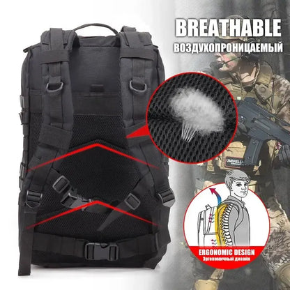 50L Tactical Backpack – Large Capacity Men’s Waterproof Rucksack for Hiking, Camping, Hunting & Outdoor Adventures