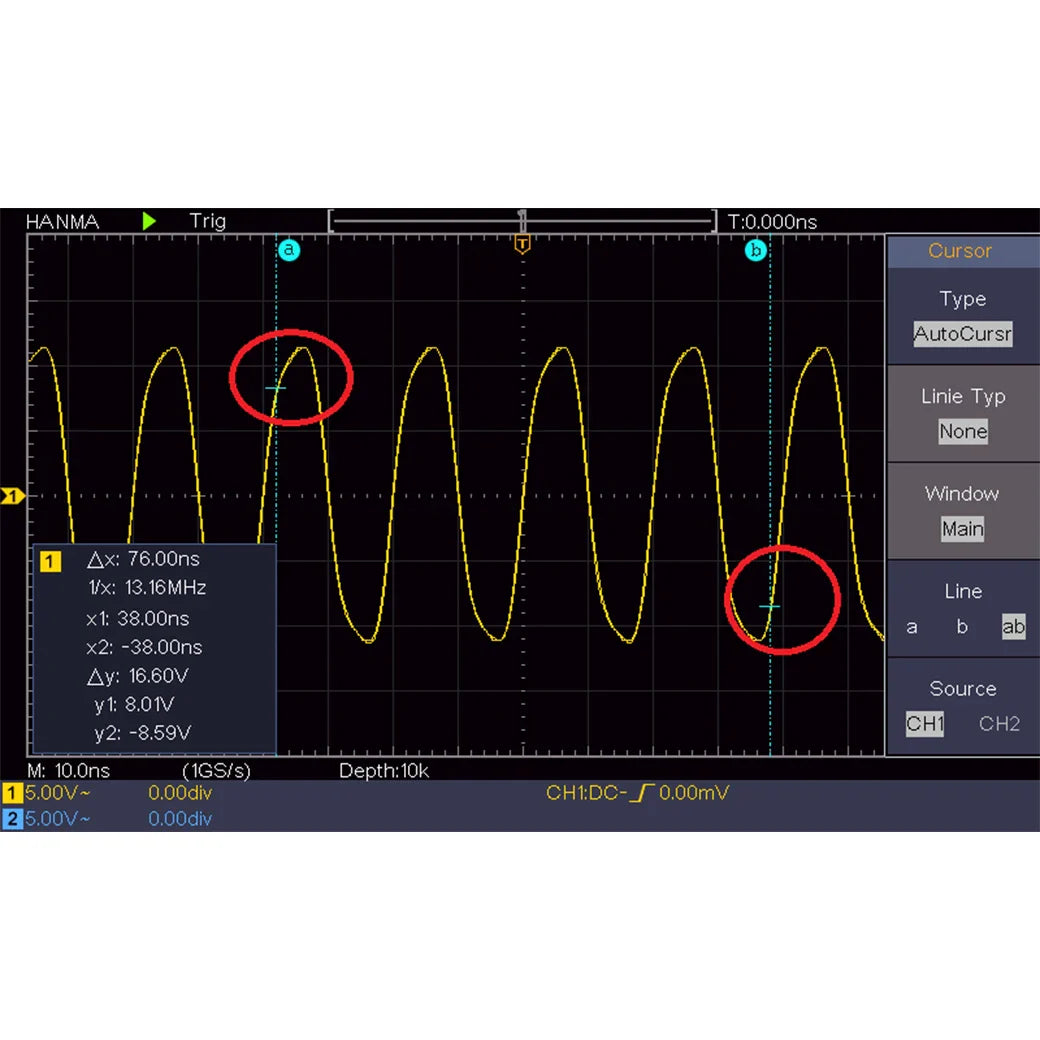 Hanmatek Digital Oscilloscope – 2/4 Channel 110MHz Bandwidth, 1GS/s Sampling Rate, 7'' TFT Display, Desktop Storage Scope