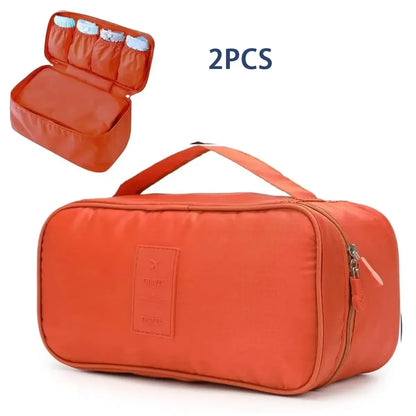Portable Travel Organizer Bag - Multi-Function Bra Underwear Storage Case and Cosmetic Toiletry Pouch for Outdoor Trips