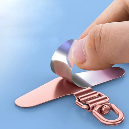 360° Rotatable Stainless Steel Phone Lanyard Clip Patch – Ultra-Thin Self-Adhesive Mobile Phone Tether Tab Holder for Case Strap Attachment