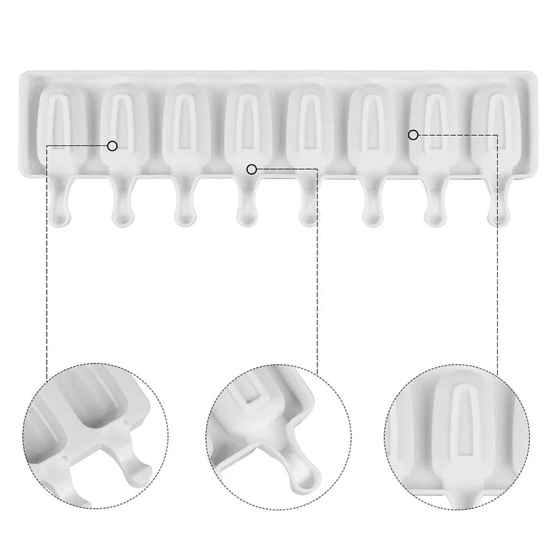 Silicone Ice Cream Popsicle Mold — DIY Homemade Dessert & Fruit Juice Cube Maker with Sticks