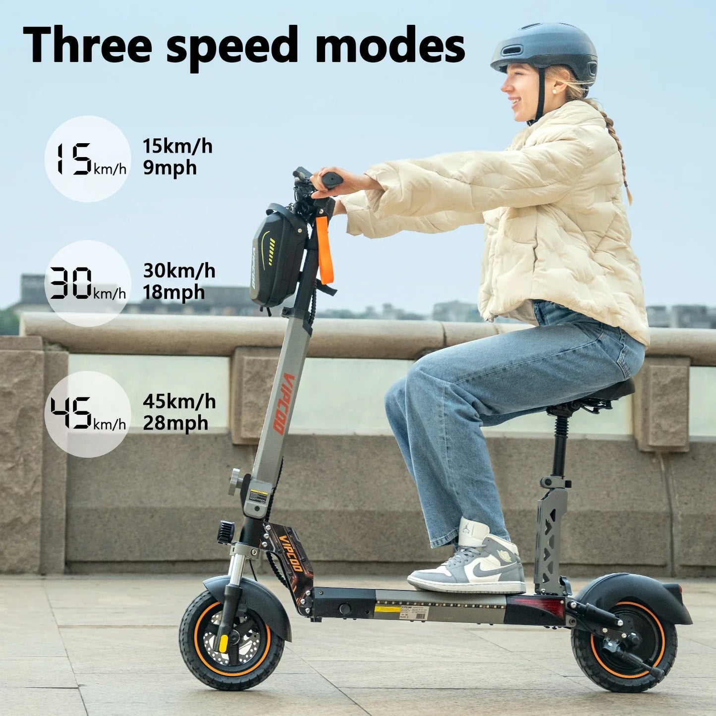 VIPCOO VS1 Electric Scooter – 700W Motor, 48V 13AH Battery, Portable Folding with 10” Off-Road Air Tires