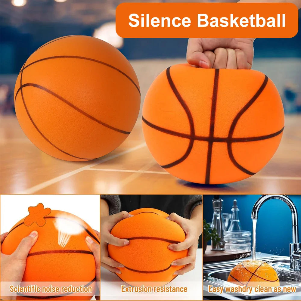 Silent Dribbling Indoor Basketball – Foam Ball Size 3/5/7, High Bounce, Noiseless & Non-Deforming