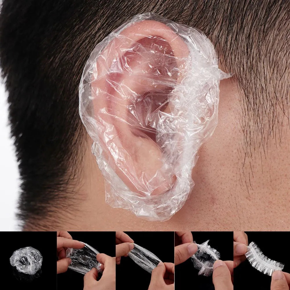 Disposable Waterproof Ear Covers: Transparent Elastic Protectors for Bath, Shower, and Salon Hair Dyeing - 50/100Pcs Hair Dyeing Tool