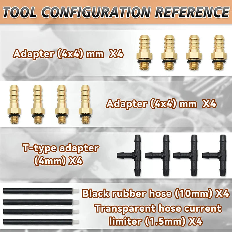 Universal Carburetor Synchronizer — Carb Synchrometer Vacuum Gauge for 1, 2 & 4 Cylinder Motorcycles