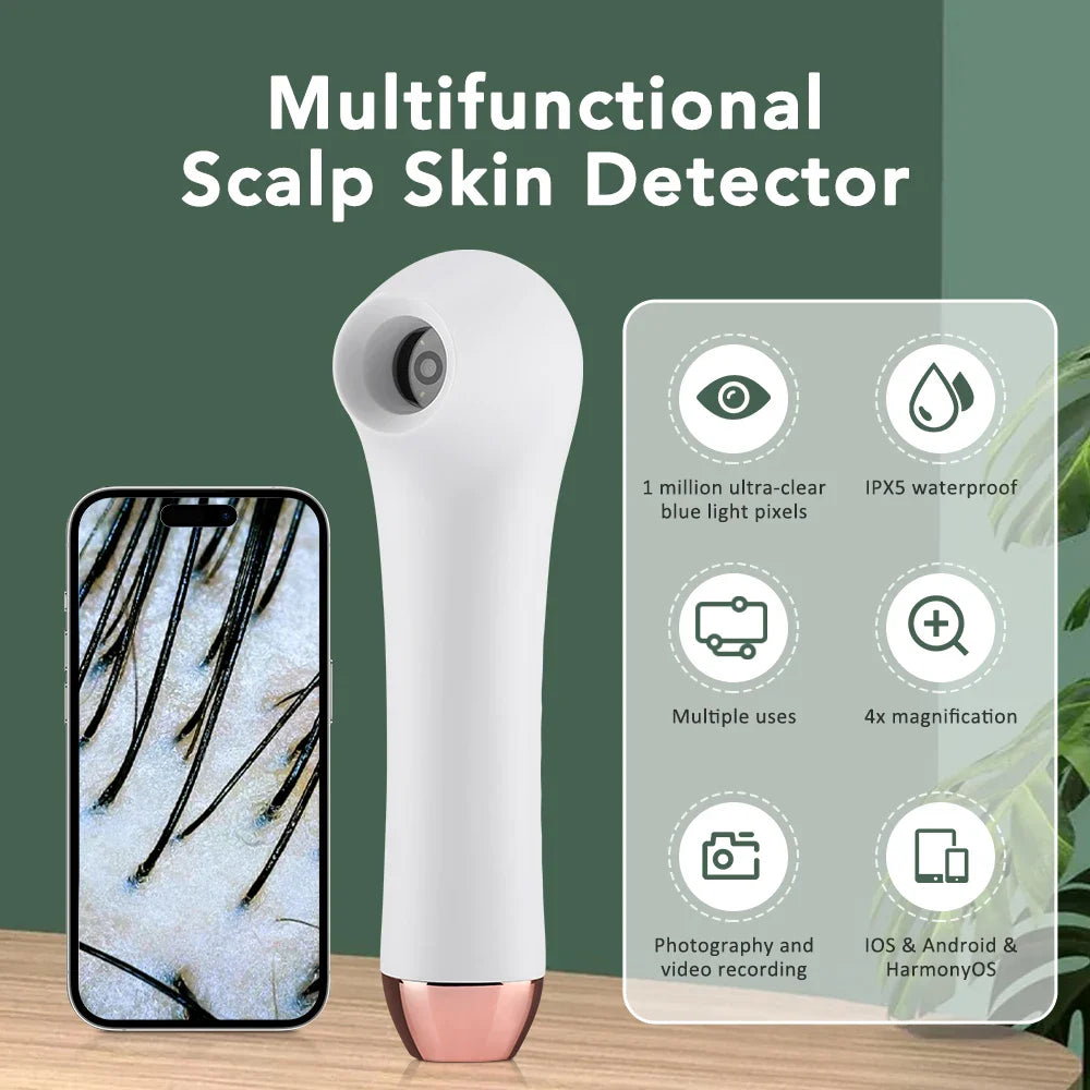 Wireless Dermatoscope Skin Analyzer — 1000X WiFi Magnifier for Scalp & Facial Skin Diagnostics