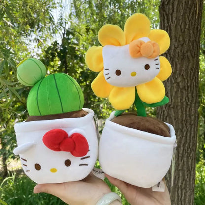 23CM Hello Kitty Plush Toy – Soft Stuffed Animal with Flower Bouquet, Perfect Christmas, Birthday & Graduation Gift