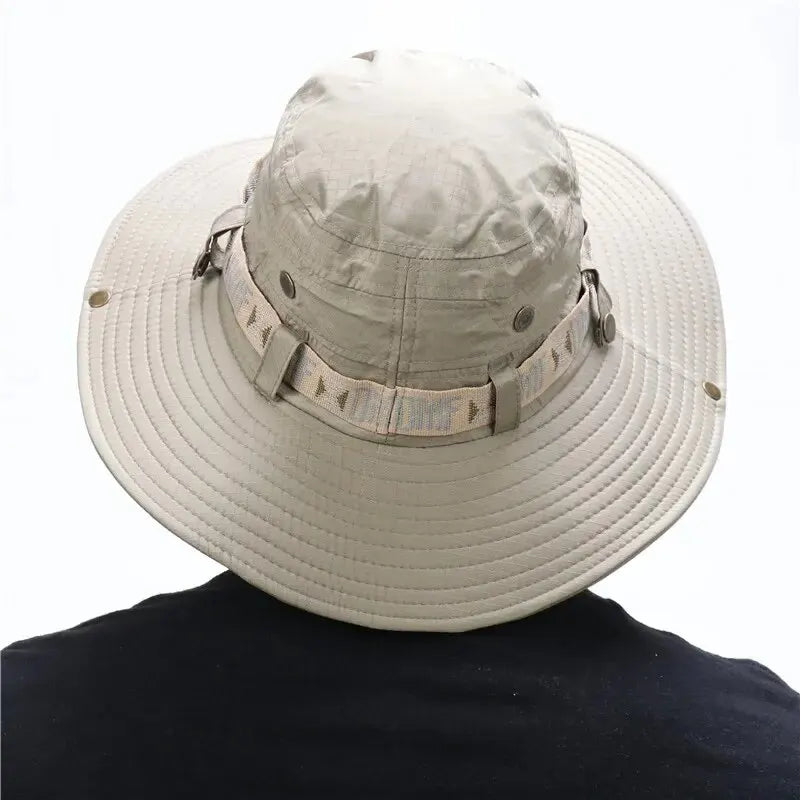 Summer Men’s Bucket Hat - Outdoor UV Protection Wide Brim Panama Safari Hat | Mesh Fisherman Hat for Beach, Hiking & Hunting