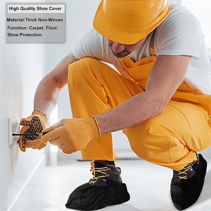 100 Count Disposable Boot & Shoe Covers - Non-Slip Foot Booties for Indoor/Outdoor Use, Home & Workplace Protection