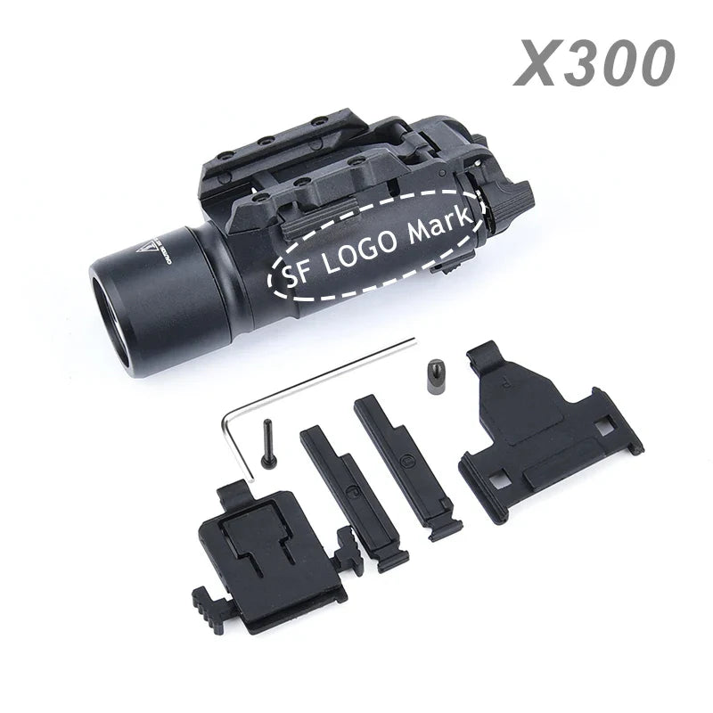 Tactical Surefire X300/X300U/X300V/XH35 LED Pistol Light – Metal Strobe, 20mm Rail Mount, Airsoft & Hunting Flashlight