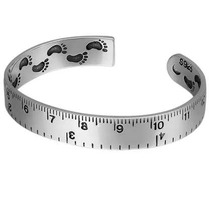 925 Sterling Silver Ruler Bracelet — Creative Footprint Roman Numeral Bangle TYB120