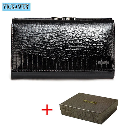 Women’s Genuine Leather Short Wallet – Fashion Alligator Hasp & Zipper Coin Purse AE2155