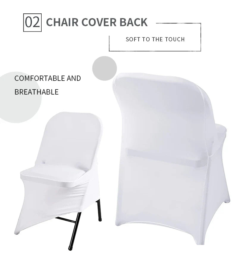 READOR White Spandex Chair Covers – 30/50/100Pcs Stretch Slipcovers for Wedding, Party & Banquet Folding Chairs
