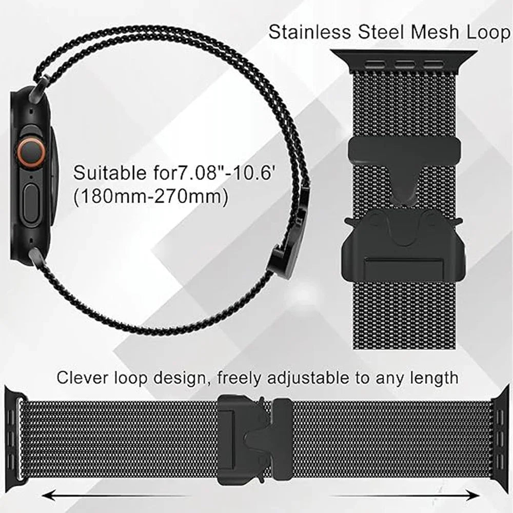 Titanium 1:1 Milanese Strap for Apple Watch Ultra 49mm – Compatible with iWatch Series 10 9 8 7 6 SE 5 4 3, 46mm 45mm 44mm 42mm