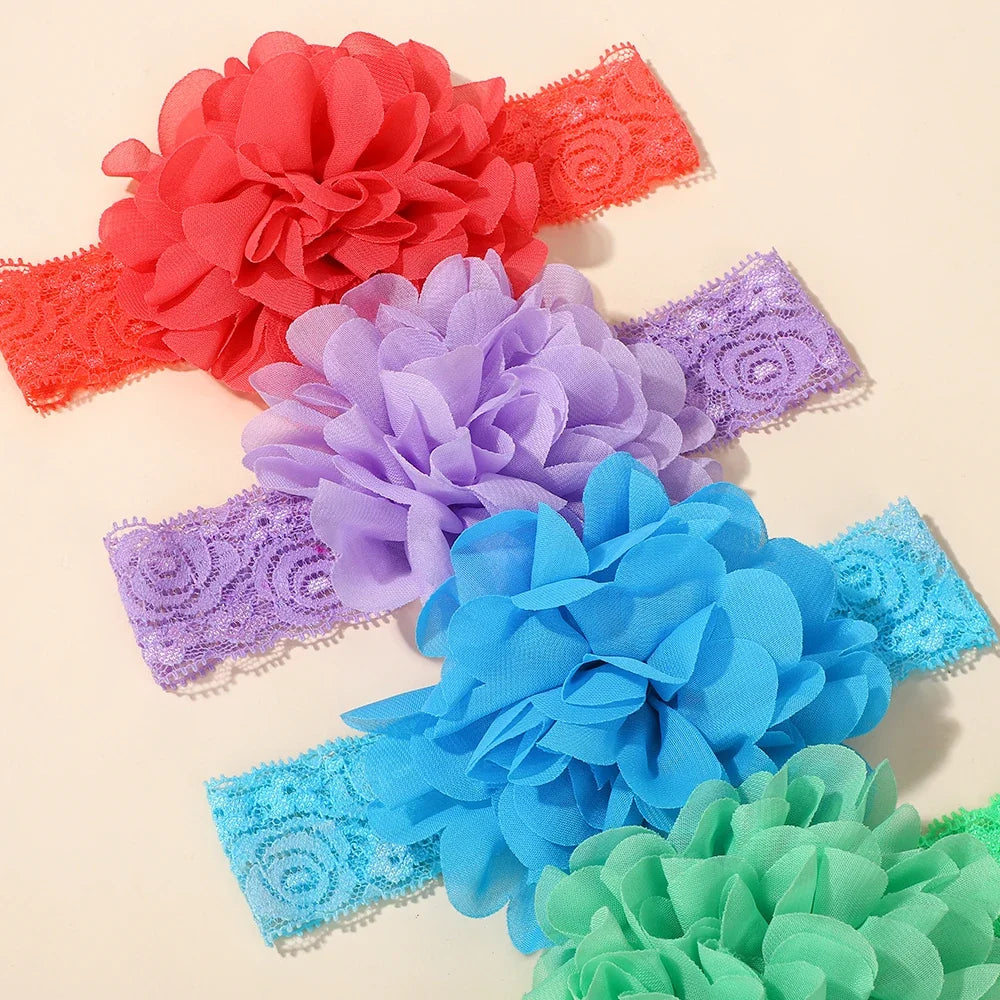 20-Piece Baby Flower Headbands - Soft Lace Nylon Elastic Hair Bands for Infants & Toddlers