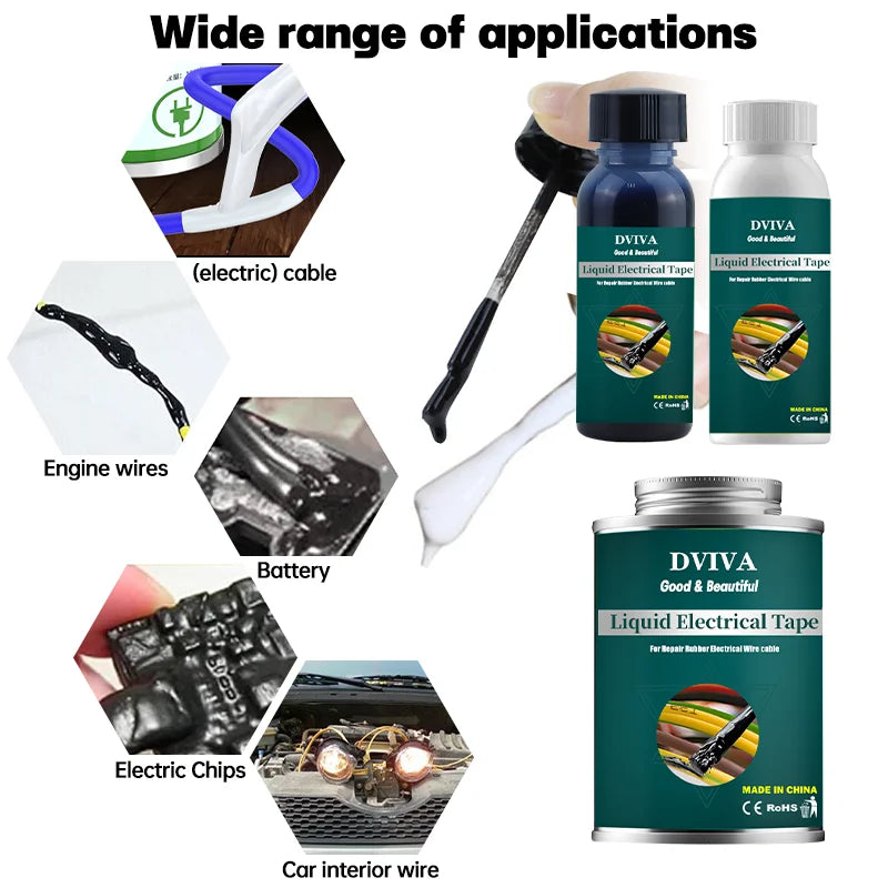 15-300ml Liquid Electrical Tape | Waterproof Insulating Adhesive for Wires, Cables & Home Use