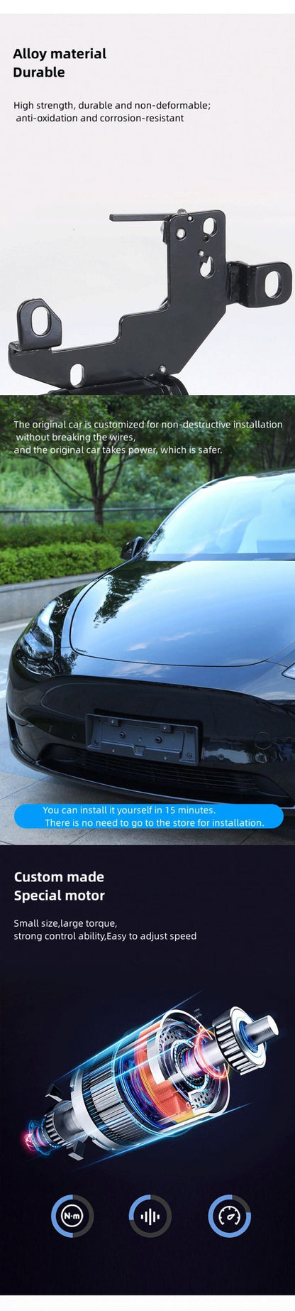 Tesla Model 3/Y/X/S 2021-2024 Frunk Soft Closing Lock – Automatic Electric Front Trunk Auto Close Closer