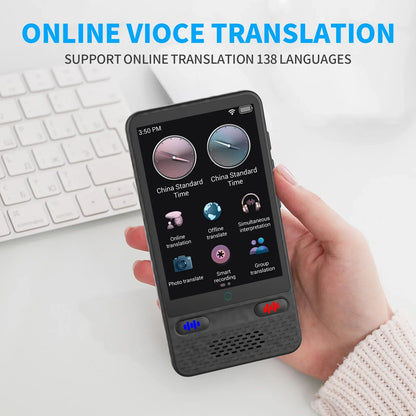 AI Language Translator Device – 138 Languages Two-Way Real-Time Voice Translation with ChatGPT Support for Travel & Business