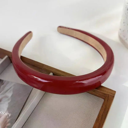 Retro Red Leather Sponge Headband – Fashionable Hair Hoop for Women, Wash Face & Party Hair Accessories Gift