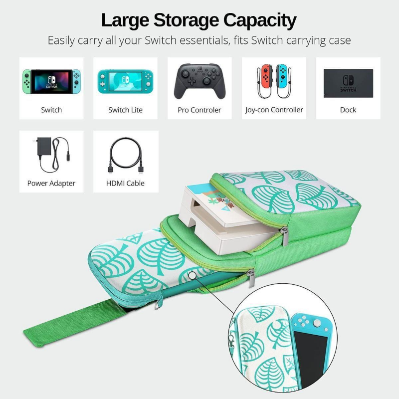 Pokemon Pikachu Crossbody Storage Bag – Travel Case for Nintendo Switch OLED, Lite, Dock & Game Console Carry Pouch