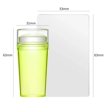 Clear Jelly Nail Stamper Set - Silicone Nail Art Stamp Tool with Scraper for Manicure Designs